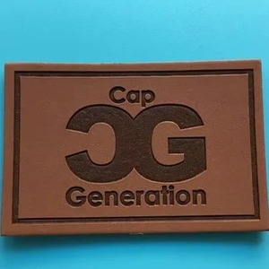 Custom Logo Rectangular Debossed Genuine Leather Patch Embossed Brown Leather Tag <b>Label</b> for Caps Hats Bags - Product Image 6