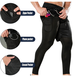 Shorts Awrah 2026 pour hommes, couleur unie, séchage rapide, avec cordon de serrage, taille mi-haute, poches sportives, en Spandex et Polyester tricoté - Product Image 5