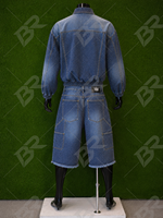 Ensemble veste bomber en jean bleu délavé, style vintage, effet usé, zippé, court, sans manches, uni, pour automne-hiver, vêtement d'extérieur décontracté, streetwear