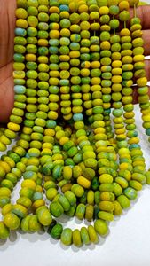 Perles d'Opale Verte Citronnée Rondelles Lisses et Simples de 7 à 10 mm du Rajasthan pour la Fabrication de Bijoux Vendues par Fil de 8 Pouces de Long - Product Image 2