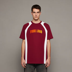 Camisetas Formales para Hombre de Alta Calidad OEM, 100% Algodón, 300 Gramos, Impresión Serigráfica, Color Sólido de 2 Tonos, Corte Holgado, Transpirable - Product Image 1