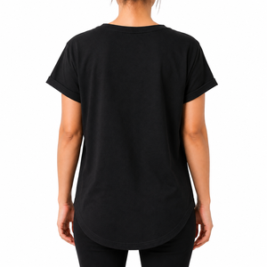 Camiseta de Mujer 100% Algodón Orgánico, Estampado Floral Paisley, Corte Holgado, Manga Corta, Casual, Ecológica, Fabricante OEM ODM - Product Image 2