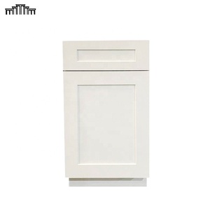 Prix usine vente en gros sans cadre moderne blanc Shaker porte en bois véritable armoire de base de cuisine à fermeture en douceur avec sous poubelle - Product Image 1