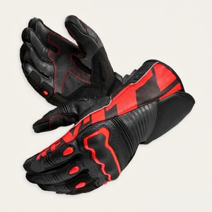 Guantes de Motociclismo de Cuero Rojo y Negro, Guantes de Ciclismo de Dedo Completo, Perforados, con Agarre Protector, para Uso en Exteriores - Product Image 4