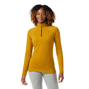Haut sportif pour femme, col roulé, manches longues, fermeture éclair quart de tour, noir, coupe ajustée, tricoté en polyester, séchage rapide, couleur unie, pour l'automne - Product Image 2