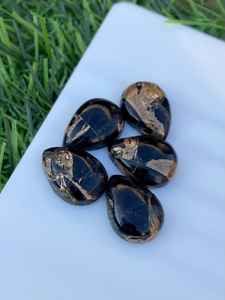 5 cabujones de turquesa negra en forma de lágrima, piedras preciosas naturales sueltas para la fabricación de joyas - Product Image 3