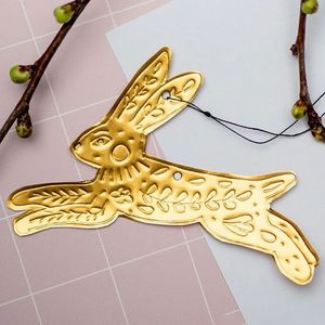 Golden Brass Rabbit Christmas Ornament Traditional Handicraft Decor - Product Image 1