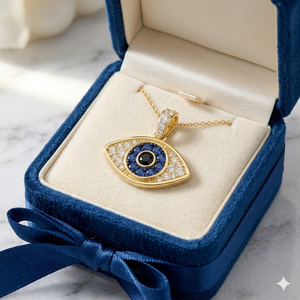 10K Gold Iced Custom Eye Pendant With Blue Sapphire Moissanite Diamond Bezel Setting Religious Hip Hop Jewelry For Everyday Wear - Product Image 5