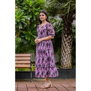 Robes décontractées élégantes Robe en georgette avec impression numérique florale et géométrique détaillée - Product Image 6