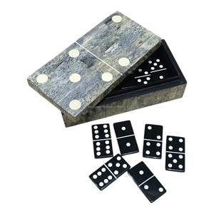 Jeu de dominos de luxe en os gris avec boîte pour enfants et adultes, jeux de société d'intérieur, nombre de points - Product Image 3