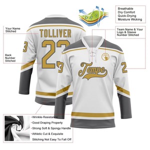 Venta al por mayor: Camiseta de hockey sobre hielo con cuello en V, 100% poliéster, 220g, reversible, colorida, que absorbe la humedad, para invierno, con estampado por transferencia térmica. - Product Image 6