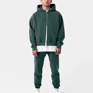 Ensemble de survêtement streetwear pour homme, effet délavé, avec sweat à capuche et pantalon de jogging, logo personnalisé, fabricant de tenues de jogging en coton - Product Image 4