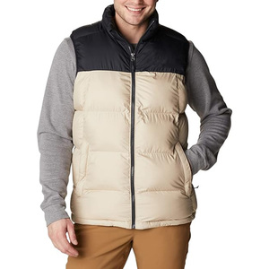 Chaleco acolchado para hombre con bloques de color, cuello alto, cierre de cremallera y relleno de plumón para invierno. - Product Image 1