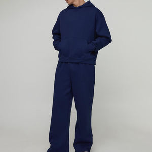 Conjunto Deportivo de 2 Piezas para Hombre, Estilo Urbano, Holgado, de Algodón Grueso, con Sudadera con Capucha y Pantalones Jogger, Casual, Talla Grande - Product Image 1