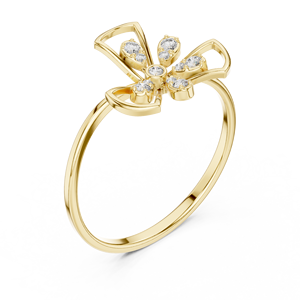 Anillos de oro macizo de 14k para mujer con diseño minimalista de molino de viento en forma de flor y diamantes de talla redonda, ideales para regalo, compromiso, aniversario o boda. - Product Image 3