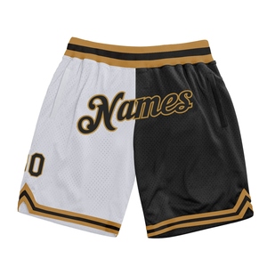 Custom Eco-Friendly Custom White Black-<b>Old</b> Gold Authentic Throwback Split Fashion Basketball <b>Shorts</b> - Product Image 1