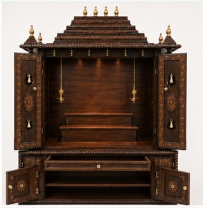 Templo de madera de teca premium con campanas, estilo Gopuram, tradicional, tallado a mano, de madera maciza, Pooja Mandir, Hindu Puja Ghar, Australia - Product Image 4