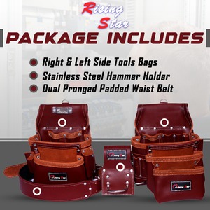 Heavy Duty <b>Leather</b> <b>Tool</b> Belt Set with Pouches for Carpenter & Electrician Construction <b>Work</b> Custom logo <b>Tool</b> bag - Product Image 3