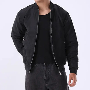 เสื้อแจ็คเก็ตบอมเบอร์สีดำสำหรับผู้ชาย ซิปแบบลำลอง คอตั้ง ทรงปกติ ผ้าโพลีเอสเตอร์ เสื้อคลุมสำหรับฤดูใบไม้ร่วง - Product Image 6