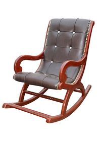 Fauteuil à bascule en bois de Sheesham, artisanal et rembourré |   Fauteuil en bois avec accoudoirs, assise et dossier rembourrés pour salon - Product Image 2