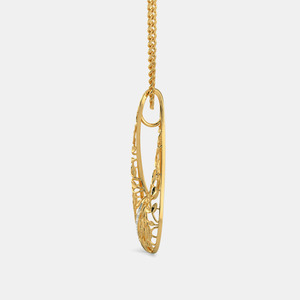 Collar con Colgante de Diamante Cultivado en Laboratorio en Forma de Hoja de Lágrima con Diseño Calado en Oro Amarillo - Product Image 2