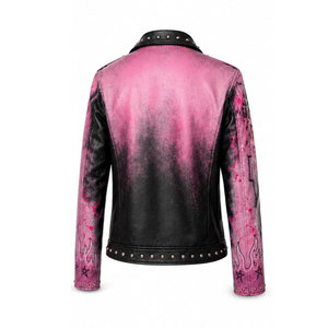 Men's Punk Leather Motorcycle <b>Jacket</b> With Rainbow Patches And Spikes Turn-down Collar Zipper Closure Autumn Wear - Product Image 6