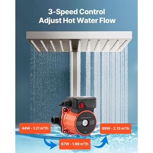 Sistema di Pompa di Ricircolo Acqua Calda 10 GPM, Circolazione Istantanea, Controllo a 3 Velocità, 0.13 HP, 110/120V, NPT 3/4 Pollici - Product Image 3
