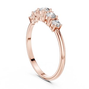 Anillo de Boda de Moissanita y Diamantes de Cinco Piedras con Corte Redondo en Oro Rosa para Mujer, Apilable, de Media Eternidad, para Aniversario - Product Image 3
