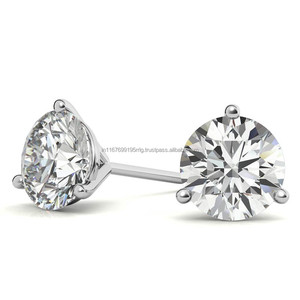 Pendientes de Diamantes Cultivados en Laboratorio Personalizados, Oro Blanco de 14K, Chapado en Oro, Corte Brillante, Certificado IGI, Regalo de Moda para Mujeres, Bodas y Fiestas - Product Image 1