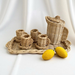 Lindo juego de té de mimbre de juguete, juego de tetera más vendido, juguete de desarrollo para niños en edad preescolar - Product Image 3
