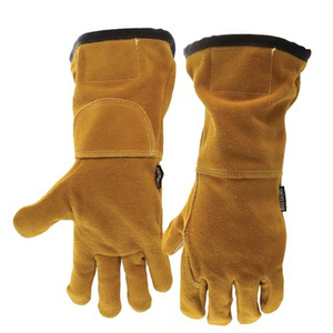 Gants de travail jaunes pour la soudure, paume renforcée, antidérapants, manchette longue, gants de protection industriels pour atelier - Product Image 2