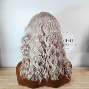 วิกผมเวียดนามแท้แบบยาวตรง ทรง U Part  แบบ Double Drawn สีแพลตตินั่ม ผมแท้  ขนาดกลาง สำหรับใช้ในร้านเสริมสวย - Product Image 3