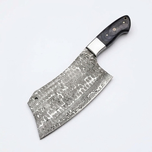 Cuchillo de carnicero de acero de Damasco con mango de madera y bolster de acero, para cocina, picar carne pesada y cortar huesos, venta directa de fábrica B2B OEM - Product Image 5