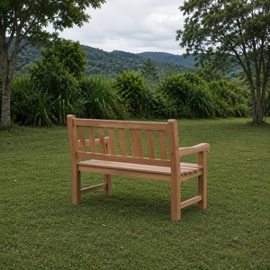 Solid Teak <b>Wood</b> 2 Seater Patio <b>Bench</b> Traditional Design Durable Outdoor Courtyard Furniture Slatted Back Seat Model BEN08 - Product Image 3
