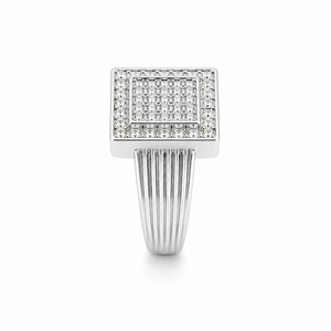 925 Sterling <b>Silver</b> Square Micro Pave Cubic Zirconia Signet <b>Ring</b> for <b>Men</b> Wedding Party High Polish Finish - Product Image 4