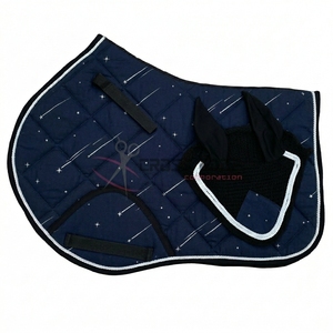 Luxury Horse Saddle Pad with Ear <b>Bonnet</b> Set Diamond Quilting Soft Fabric Breathable Diamond Stitch Anti Sweat Riding Gear - Product Image 5