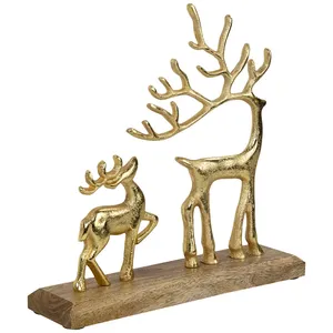 Ensemble de figurines de cerfs en laiton plaqué or, décoration de Noël, sculpture animale, artisanat de moulage, ornement métallique - Product Image 3
