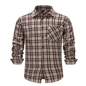 Chemise en flanelle pour homme, coupe slim, chemise en flanelle d'automne pour homme, manches longues, à carreaux, boutonnée, chemise en flanelle décontractée - Product Image 3
