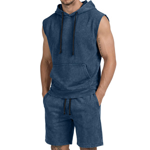 Oem Custom Acid Wash T Shirt Short <b>Set</b> For Men's Latest Design New Fashionable Solid Color Casual Terry Fabric Summer Men's <b>Sets</b> - Product Image 1