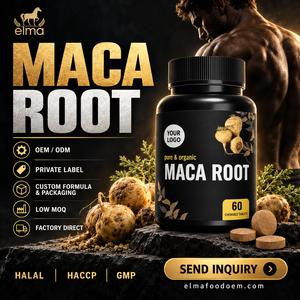Suplemento de Extracto de Raíz de Maca Halal Elma Food, 60 Tabletas Masticables, Apoyo Energético para Hombres, Metabolismo, Circulación, GMP, HACCP - Product Image 1