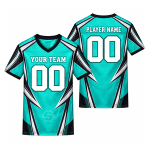 Camiseta de Fútbol Personalizada OEM con Estampado por Sublimación, Patrón 3D, Cuello en V, Malla Transpirable, Manga Corta, Absorbe la Humedad, 100% Poliéster, Unisex para Adultos - Product Image 1