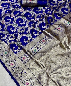 Modern Silk Saree With Mina Zari Weaving Border Work Unstitched Blouse Women Wedding Party Wear 85313 SHUBH-SF-1106 - Product Image 5