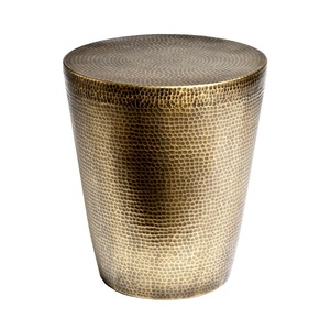 Table d'extrémité de tambour en fer métallique de conception de fosse de tendance d'industrie Table basse moderne finie antique en laiton de style - Product Image 6