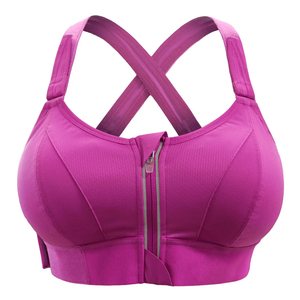 Custom Factory Wholesale Women's Zip Front Sports Bra – High Impact <b>Cross</b> Back Gym Crop <b>Top</b> for Running & Fitness Workout - Product Image 6