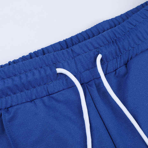 Pantalones Deportivos Azules para Hombre con Franja Lateral Morada, Cintura Elástica con Cordón, Joggers Casuales Ligeros de Punto para Verano - Product Image 5