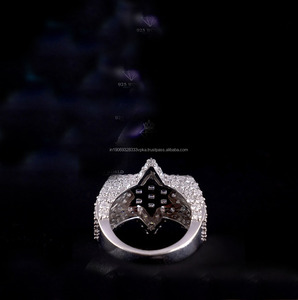 925 Sterling Silver Star Shaped Pinky Engagement <b>Ring</b> Baguette Cut Men's Engagement and Wedding Hip Hop <b>Iced</b> Rhodium Plated <b>Ring</b> - Product Image 3