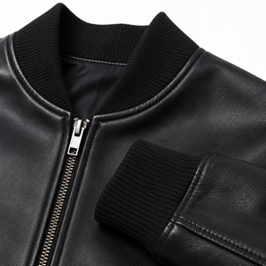 Blouson Bomber Unisexe en PU Style Moto avec Fermeture Éclair, Couleur Unie, Col Rabattu, Coupe Classique, Idéal pour l'Automne - Product Image 3