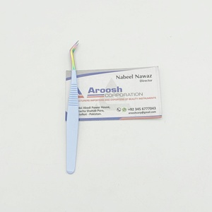 Volumen Punta múltiple con pinzas recubiertas de azul bebé Pinzas Dumont de acero inoxidable sostenible Extensión de pestañas Logotipo personalizado - Product Image 2