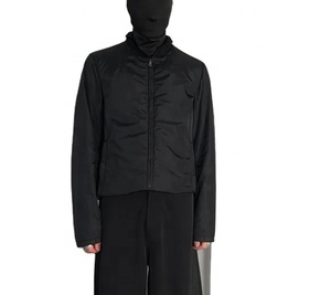 Blouson Bomber en Jean Personnalisé OEM pour Homme avec Logo Brodé, Col Montant Enduit et Appliques Hiver - Product Image 5