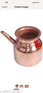 Lota de Cobre Puro Portátil GLOSSY TOUCH ART (Tambe Ka Lota) Elegante Kalash de Cobre para Beber Agua, Rituales de Pooja, Festivales y Hogar - Product Image 2